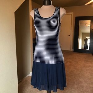 Mystree sleeveless blue/white striped sundress